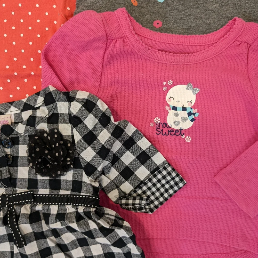 Girls size 12 months bundle of shirts pink, gingham, butterfly long sleeve